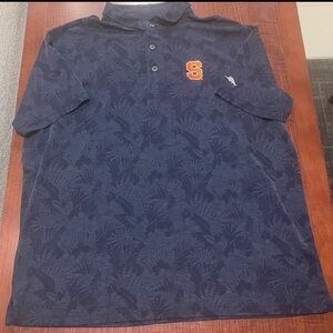 Tommy Bahama Syracuse Embroidered Polo Shirt Men XL Blue Hawaiian Shirt EUC